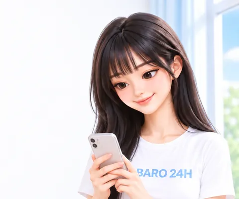 편안한 표정으로 설명하는 여성 3D 인물